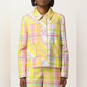 Boutique MOSCHINO Pastel Plaid Blazer Jacket in Size 12